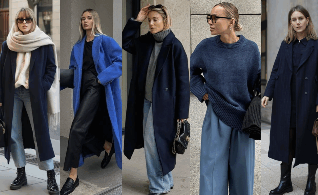 come indossare blu e nero