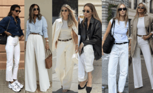come indossare i pantaloni bianchi